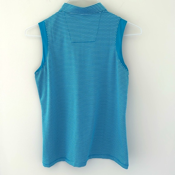 Lopez Teal and White Patterned Sleeveless Top with 1/4 zip Size M - Picture 5 of 7